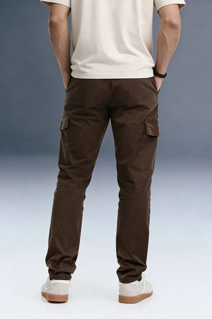 Brown Mid Rise Regular Fit Men's Cargo