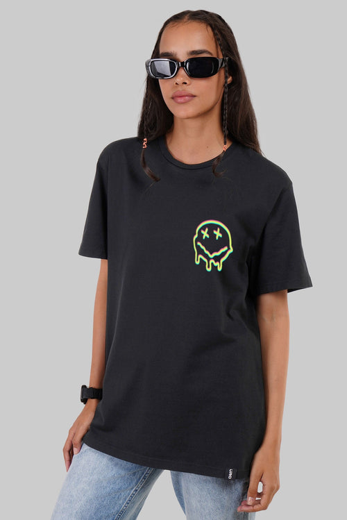 Neon Smile Black Boyfriend Fit T-Shirt Women