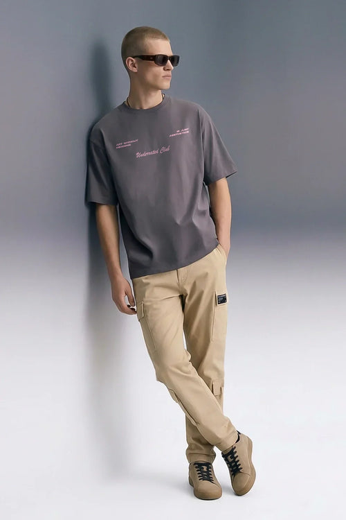 Aesthetic Logic Grey Oversized T-shirt Men